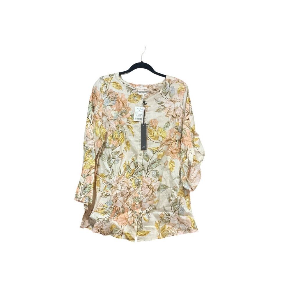 Nicole Miller Top Women 1X 100% Linen NWT